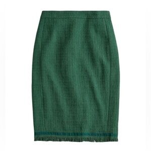 NWT J Crew tweed pencil skirt lined green 6